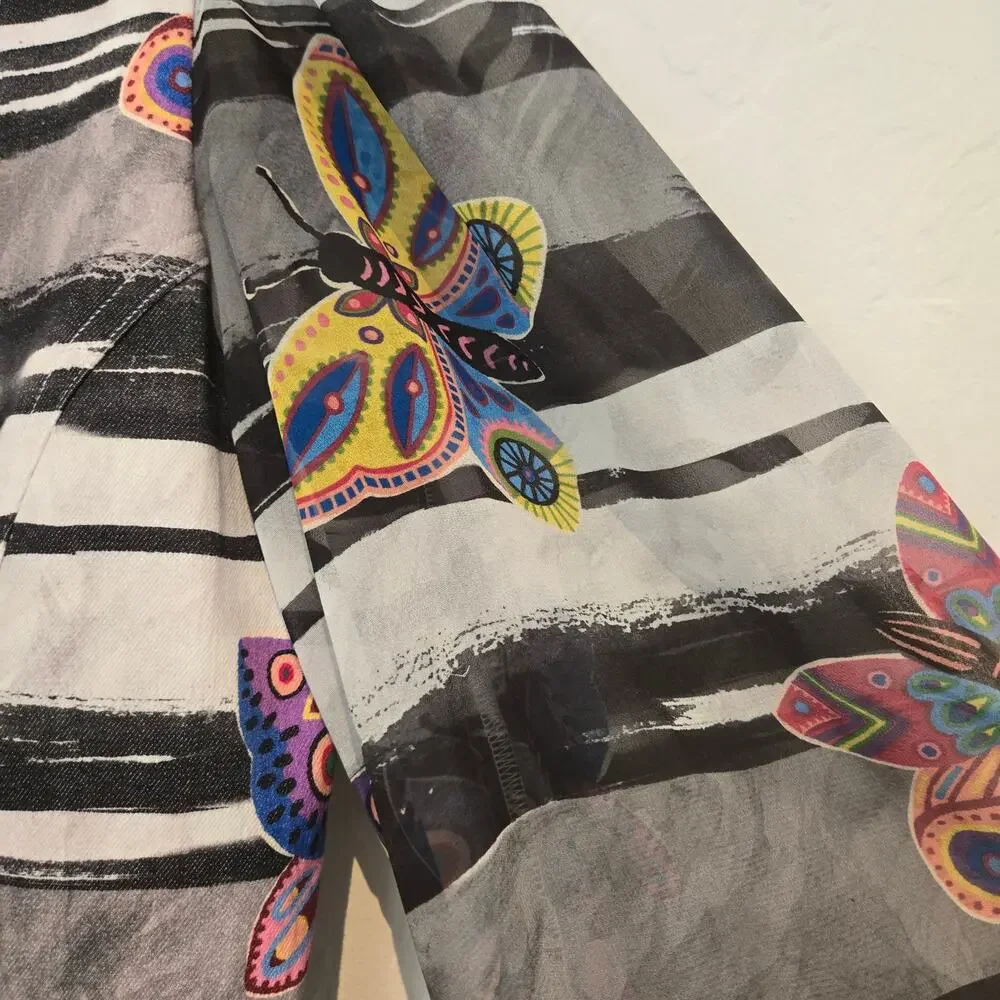 Autumn Adeigbo Butterfly Fit & Flare Dress Size 12 Long Sleeve Zip Front Mini - Picture 7 of 11